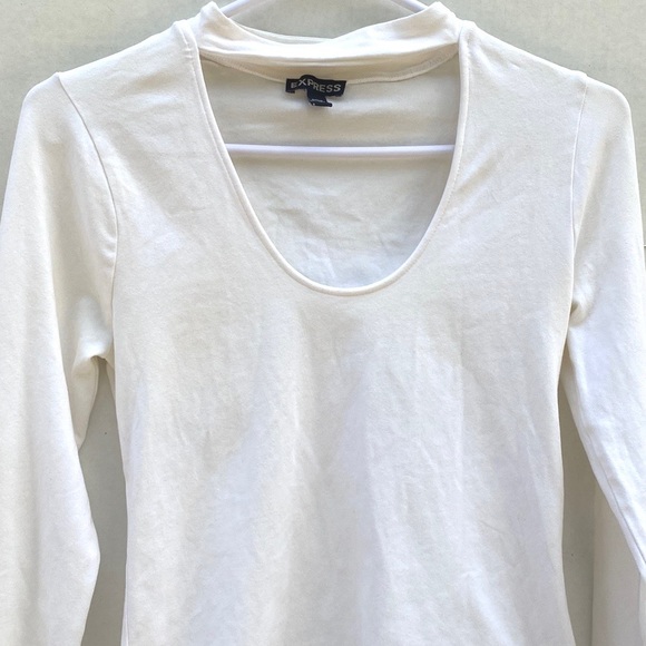 Express Womens size small long sleeve white scoop neck dressy casual top blouse - Picture 3 of 6